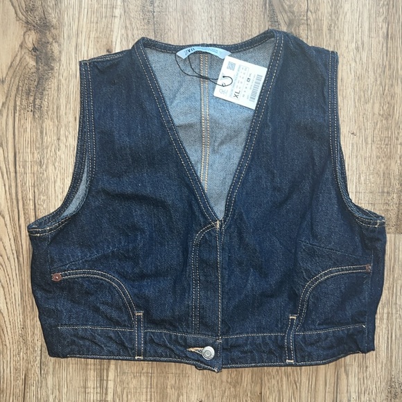 NEW! Zara Dark Denim TRF Vest - Picture 8 of 13